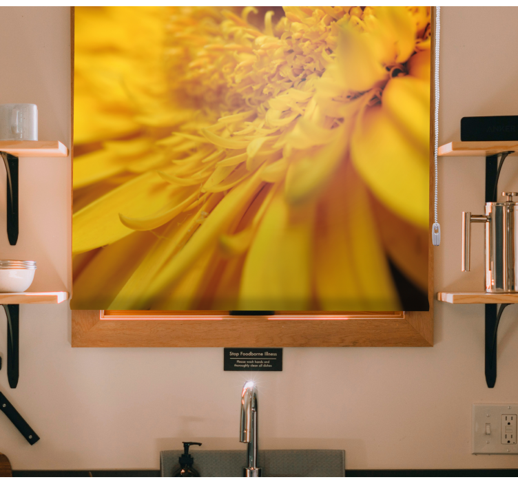 Estore de rolo flores e plantas close-up amarelo - TenStickers