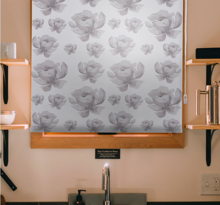 Estore de rolo flores e plantas design delicado cinza - TenStickers