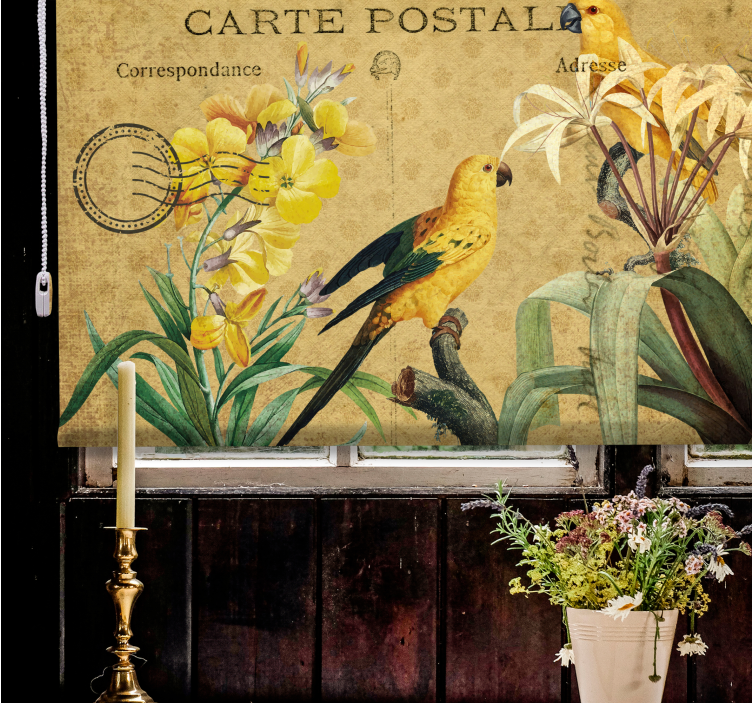 Estore de rolo flores e plantas pássaro vintage floral - TenStickers