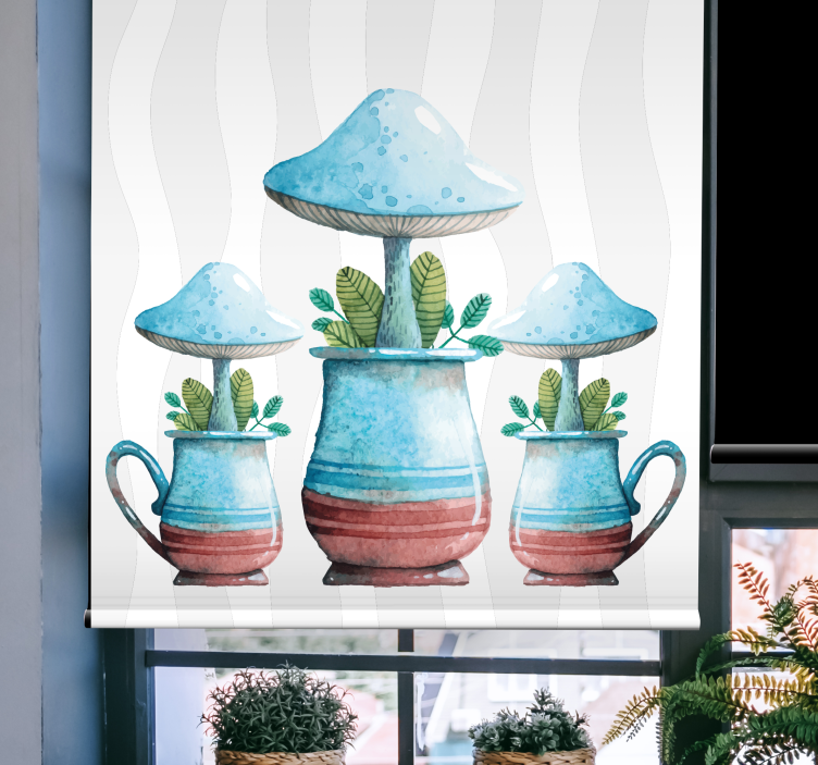 Estore de rolo flores e plantas vasos de planta cogumelo - TenStickers