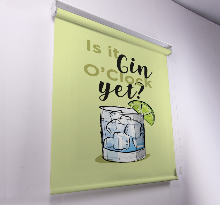 Estore de rolo com frases gin horas ainda bebida - TenStickers