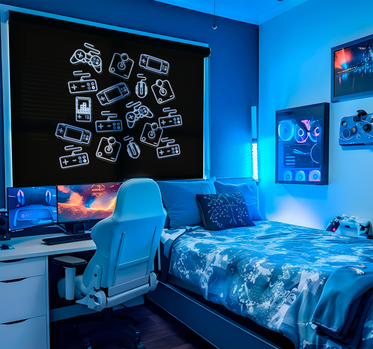 Estore de rolo de frikis controles azuis - TenStickers