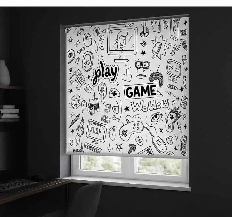 Estore de rolo frikis design de jogo preto e branco - TenStickers