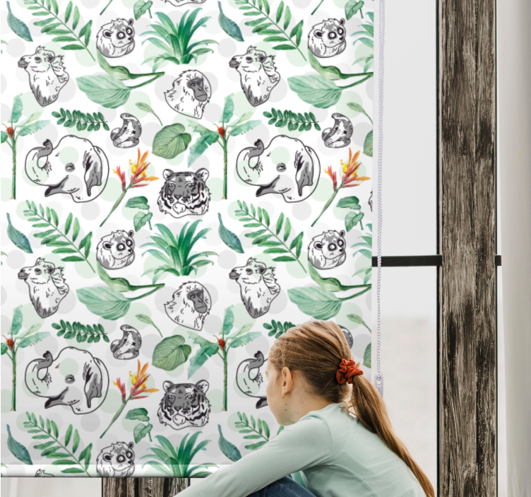 Estore de rolo infantil animais da selva verde - TenStickers