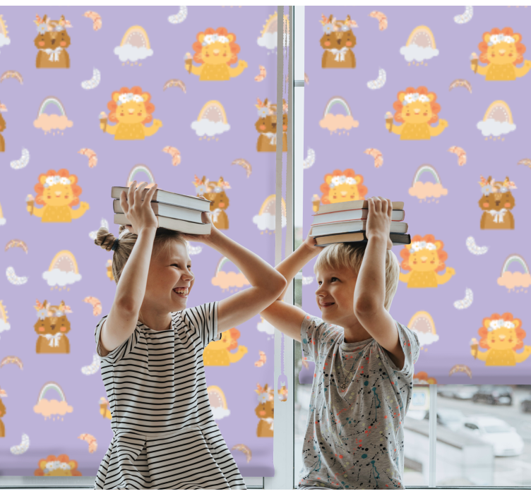 Estore de rolo infantil filhotes de animais e arco-íris - TenStickers