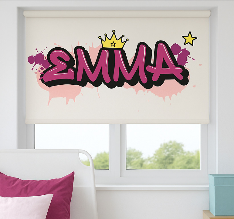 Estore de rolo infantil grafite personalizado rosa - TenStickers