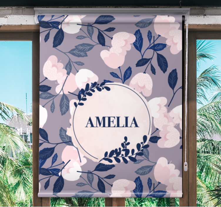 Estore de rolo juvenil design floral roxo com nome - TenStickers