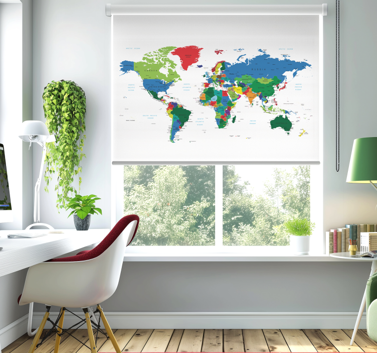 Estore de rolo do mapa mundial cartografia política - TenStickers