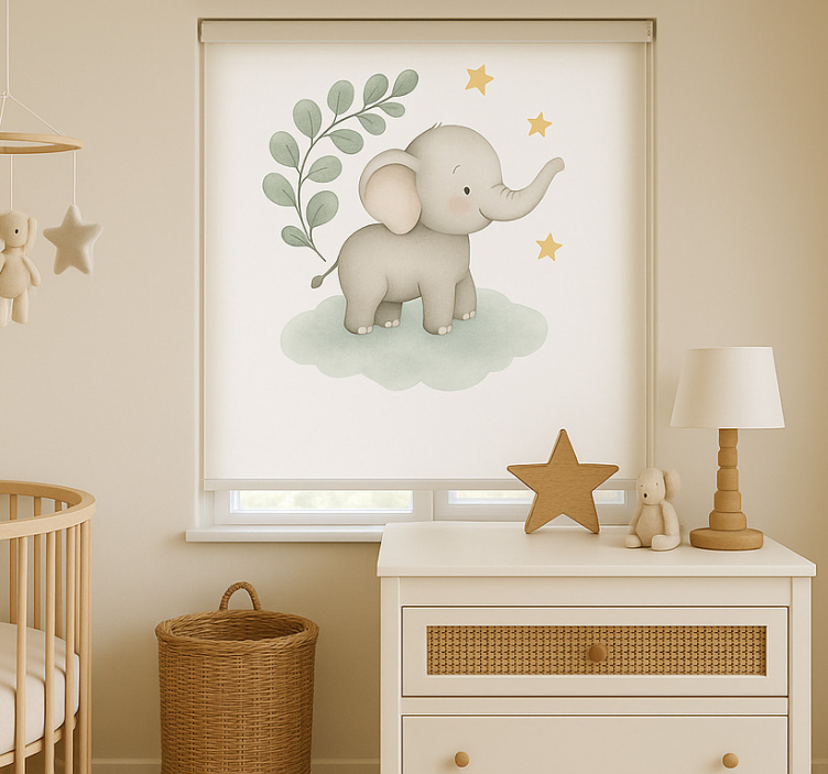 Estore de rolo nórdico elefante bebê nuvem personalizável - TenStickers