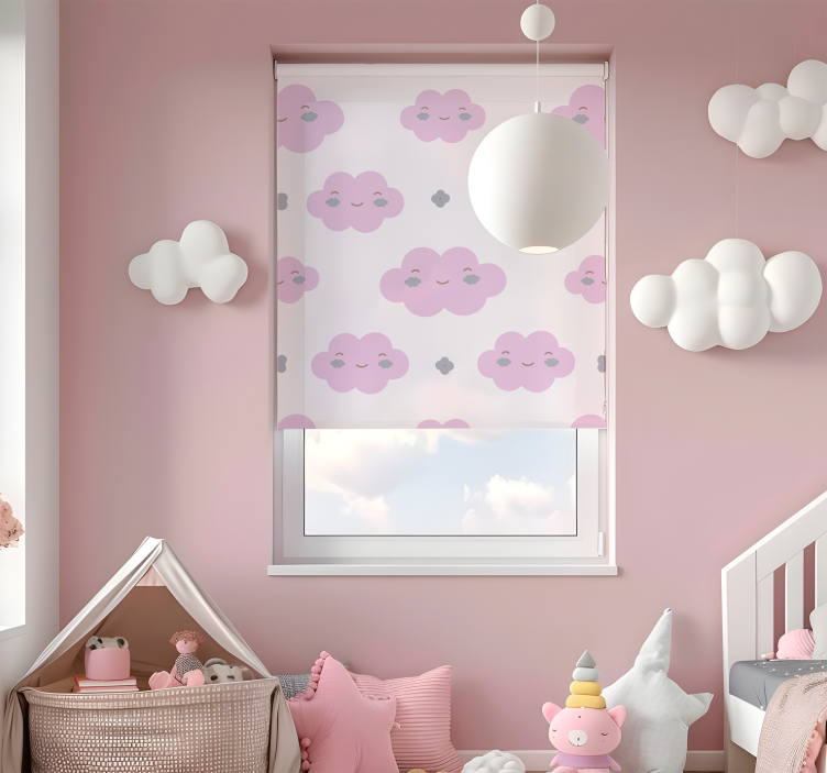 Estore de rolo de nuvens padrão infantil rosa - TenStickers