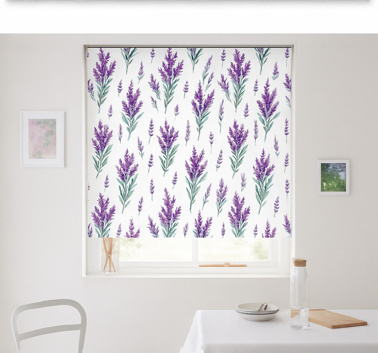 Estore de rolo para cozinha raminhos de lavanda em aquarela - TenStickers