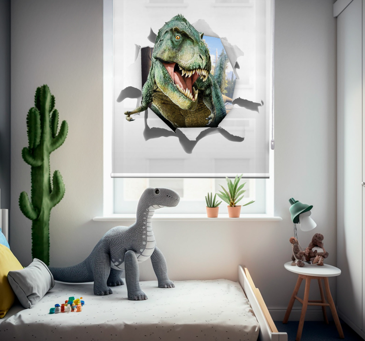 Estore de rolo infantil 3D T-Rex Furioso - TenStickers
