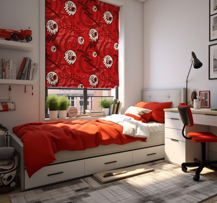 Estore de rolo juvenil graffiti vermelho com caveiras - TenStickers