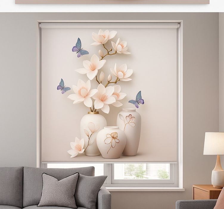 Estore de rolo para sala arte floral 3d - TenStickers