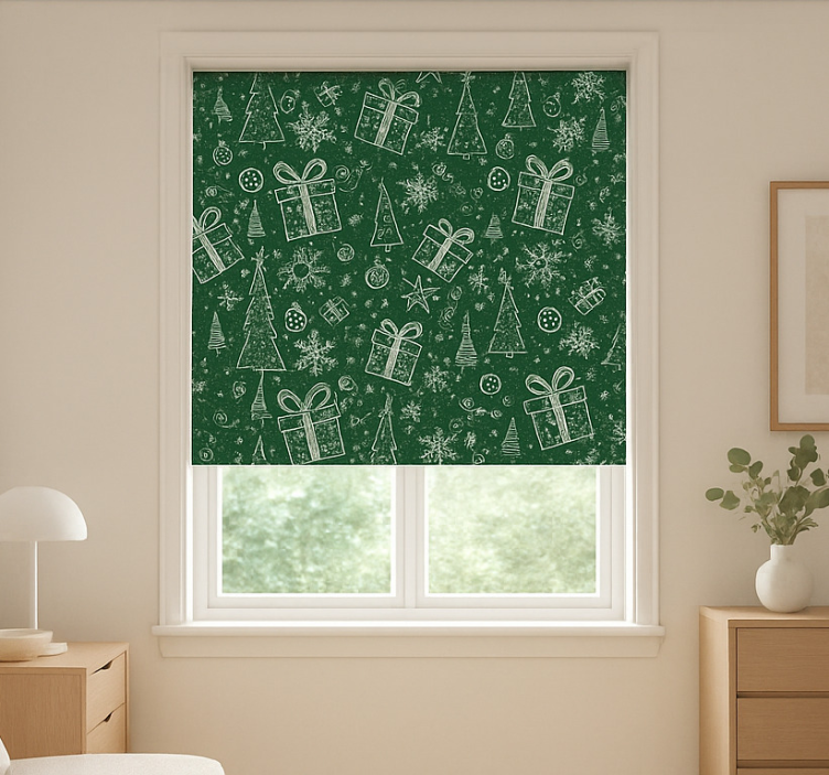 Estore de rolo para sala natal verde branco - TenStickers