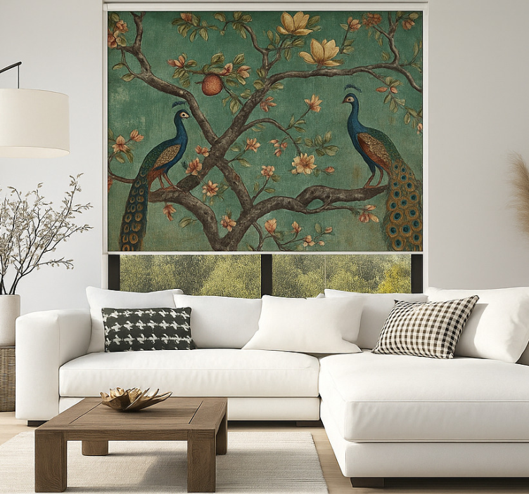 Estore de rolo para sala tapeçaria de pavão ornamentada - TenStickers