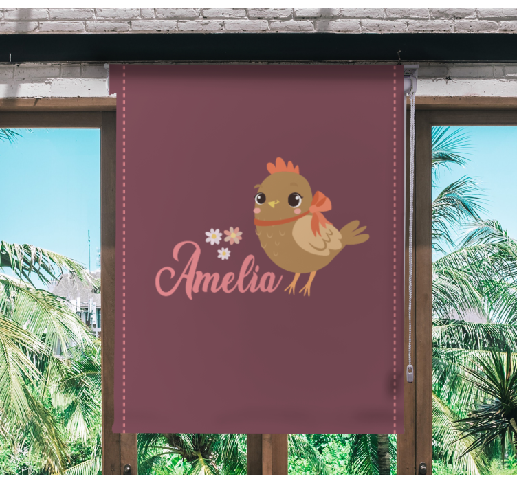 Estore de rolo animais variados pintinho com flores e nome - TenStickers