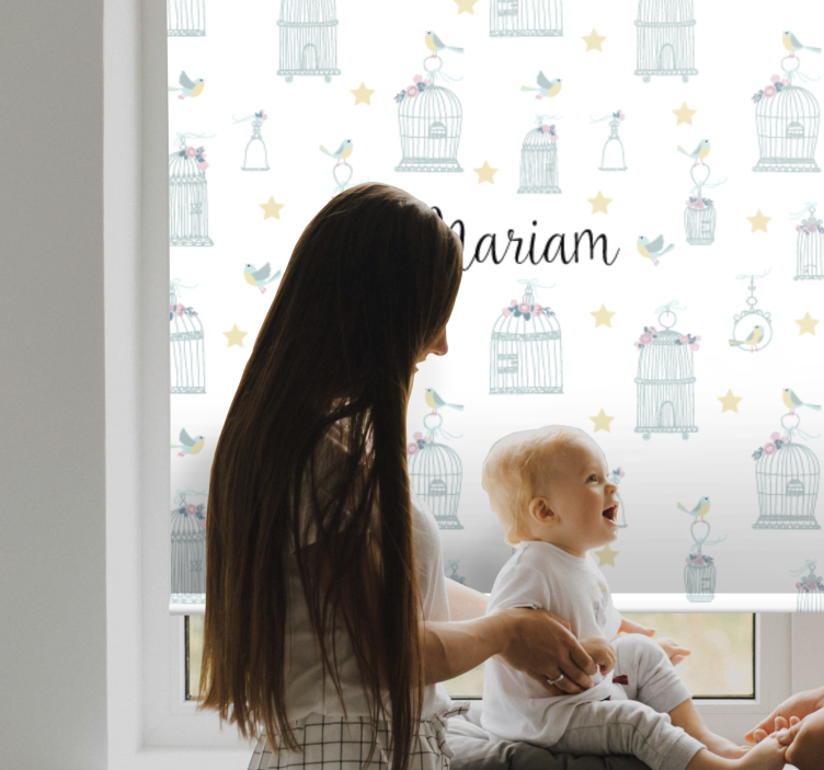 Estore de rolo quarto de bebé gaiolas com nome - TenStickers