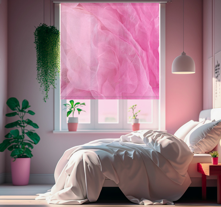 Estore de rolo para quarto de casal textura de tecido rosa - TenStickers