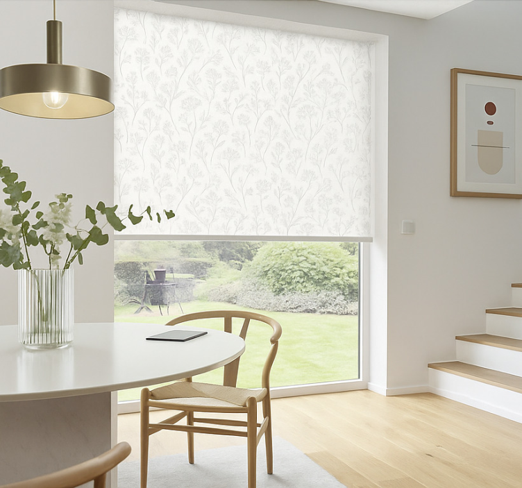 Estore de rolo sala de jantar arte floral cinza fina - TenStickers