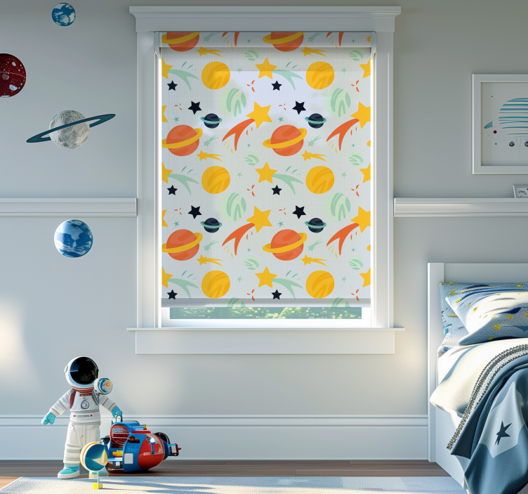 Estore de rolo divertidos padrão de planetas - TenStickers