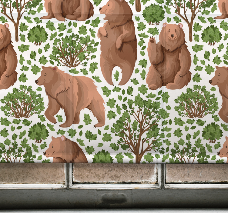 Estores de rolo de animais padrão de floresta de urso - TenStickers