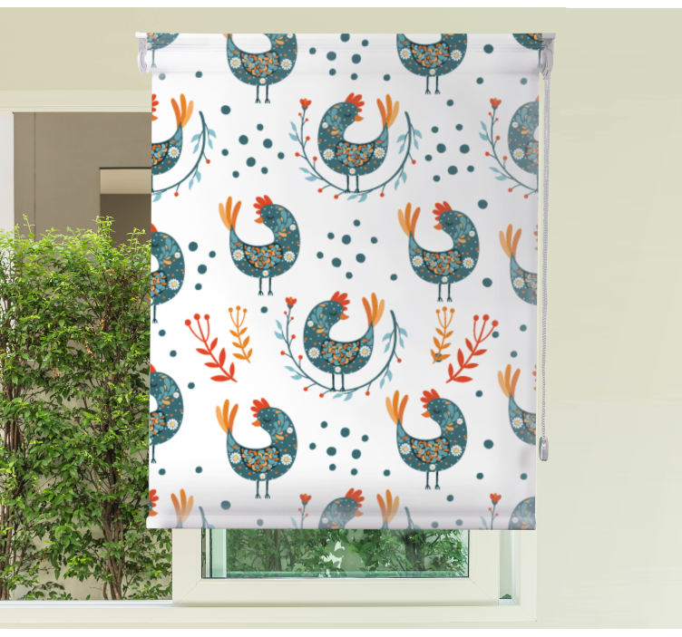 Estores de rolo de animais galinha de penas azuis - TenStickers