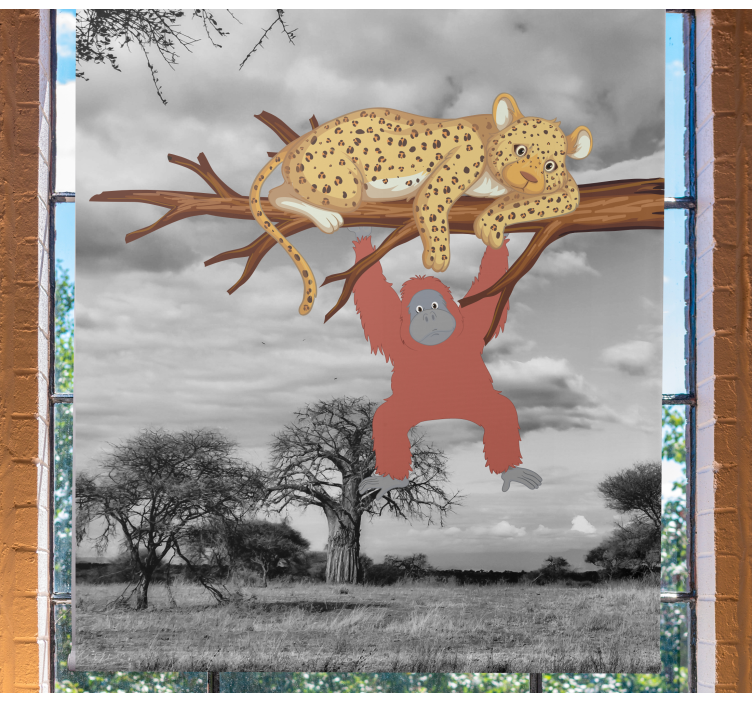 Estores de rolo de animais leopardo e orangotango - TenStickers