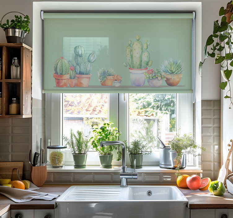 Estores de rolo cactos estilo minimalista - TenStickers