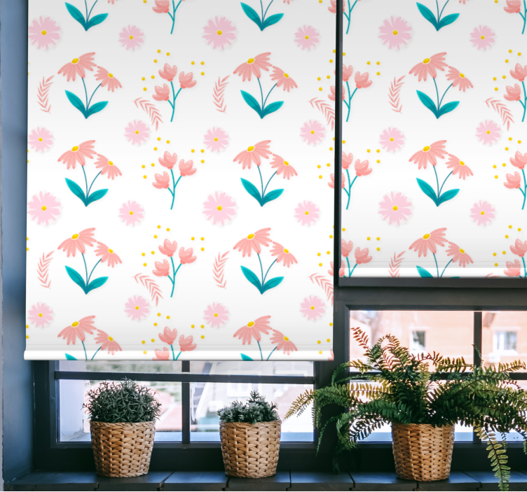 Flores pastel minimalistas e cortinas para plantas - TenStickers