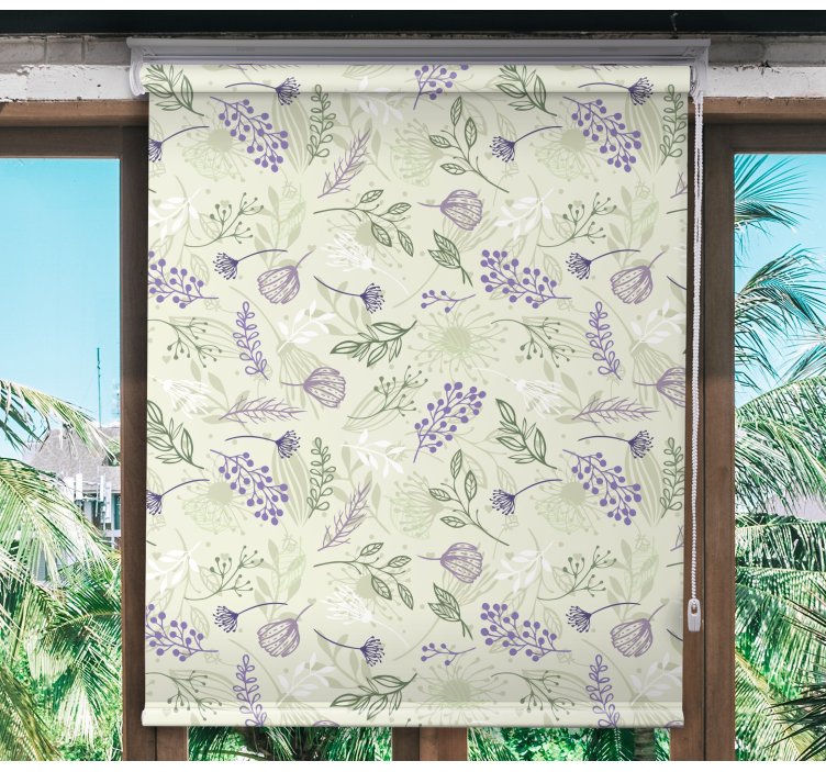 Flores roxas em fundo verde cego - TenStickers