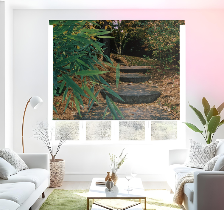 Floresta 3d e cortina de rolo original de estrada pequena - TenStickers