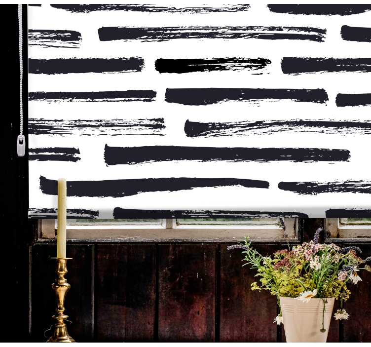 Linhas pretas vintage em cortinas modernas brancas - TenStickers