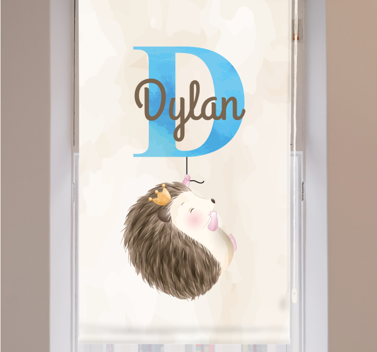 Ouriço de animais fofos com cego de berçário de nome - TenStickers