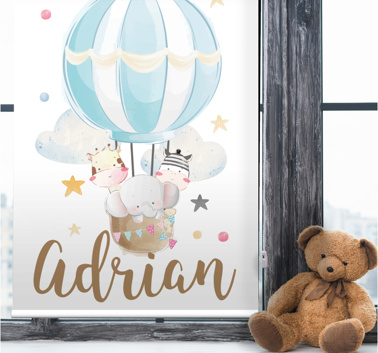 Animais em balão com estrelas e nuvens cegas - TenStickers