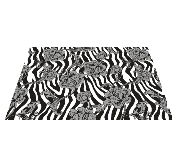 Individuais de mesa elegantes Estampa listrada e flores ornamenta - TenStickers