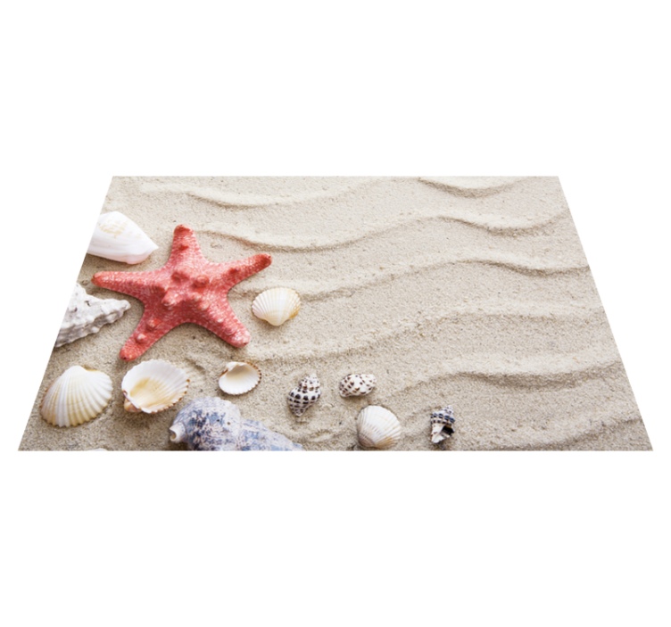 Individuais de mesa marítimos Estrela do mar e conchas na areia - TenStickers