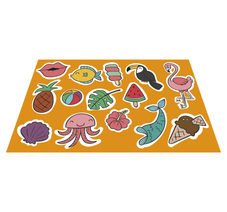 Individuais de mesa infantis elementos tropicais coloridos - TenStickers