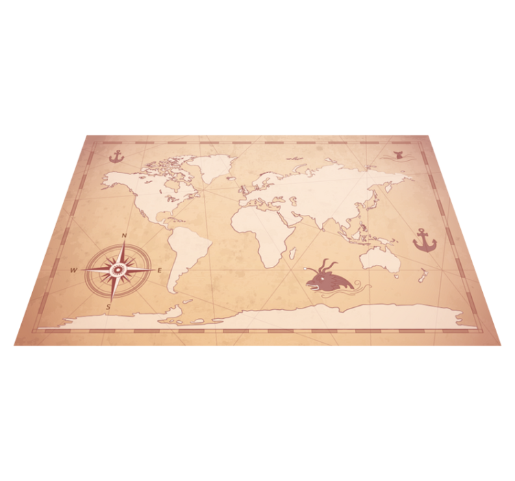 individuais de mesa vintage de vinil com mapa do mundo - TenStickers