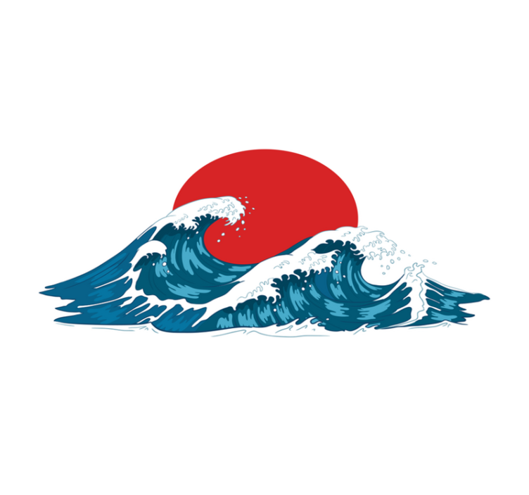 Individuais de mesa para restaurantes Oceano ondas grandes japone - TenStickers