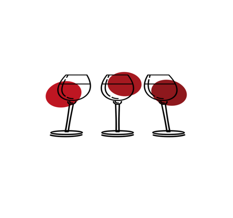 Individuais de mesa originais trio de taças de vinho - TenStickers
