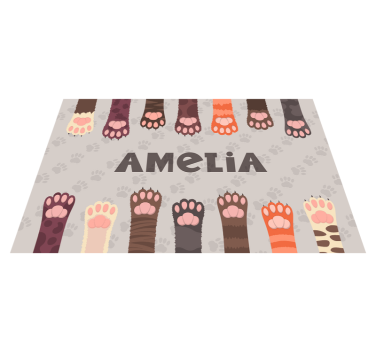 Individuais de mesa com nome Patas fofas de gatos multicoloridos - TenStickers