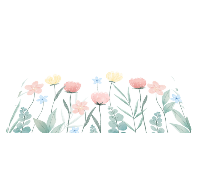 Individuais de mesa modernos Flores rosa e amarelas com folhas - TenStickers