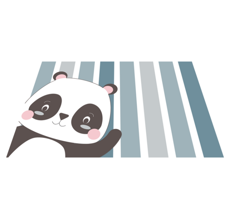 Individuais de mesa infantis Fundo listrado de panda feliz - TenStickers