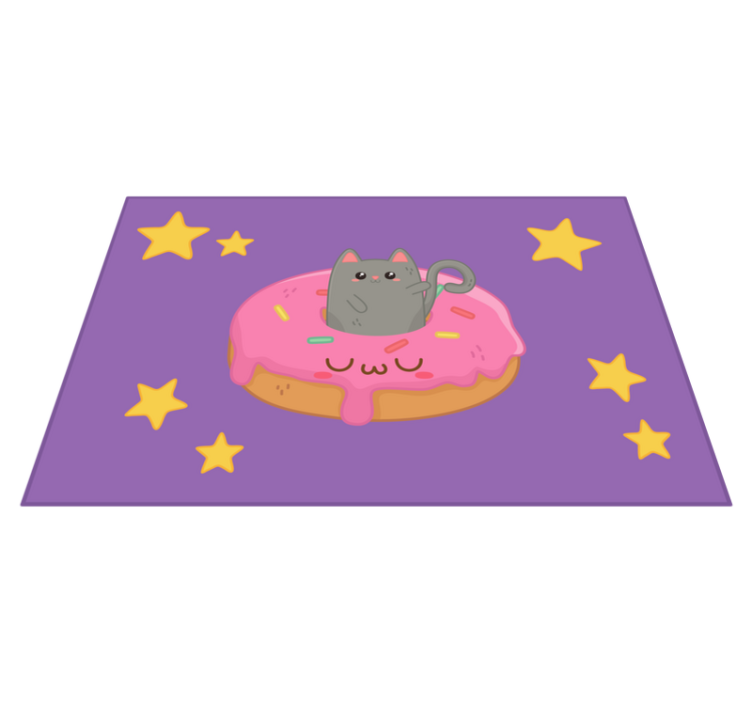 Individuais de mesa infantis gatinho fofo donut - TenStickers
