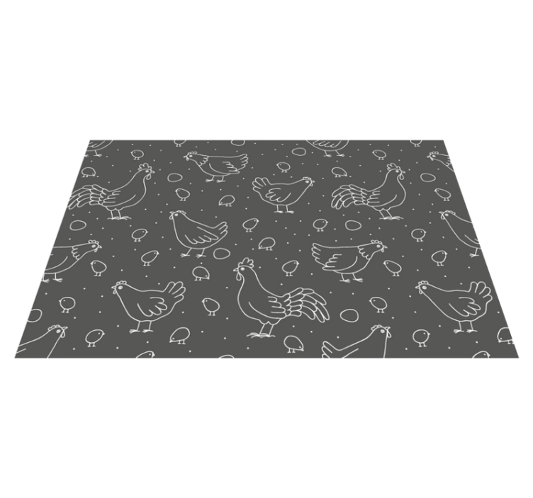 individuais de mesa de vinil com padrão de frango preto e branco - TenStickers