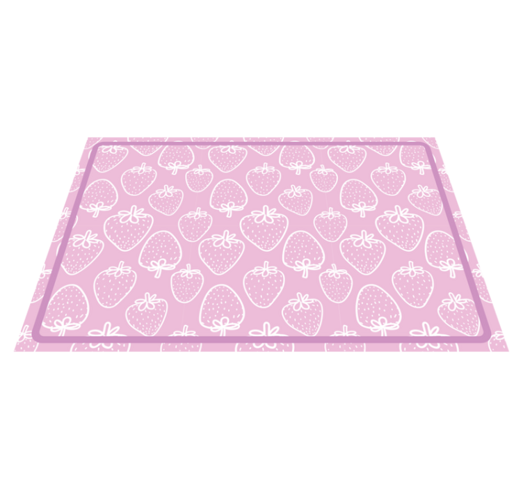Individuais de mesa modernos Padrão de morango rosa e branco - TenStickers