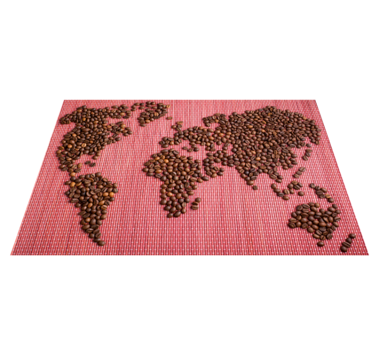 Individuais de mesa de texturas Mapa mundial de grãos de café - TenStickers