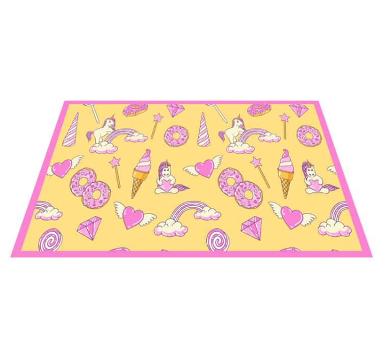 Individuais de mesa modernos Padrão de unicórnio e donut - TenStickers