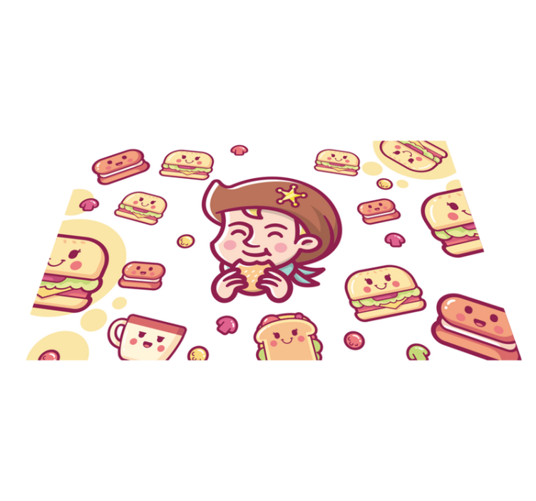 Individuais de mesa infantis Menino comendo um hambúrguer - TenStickers